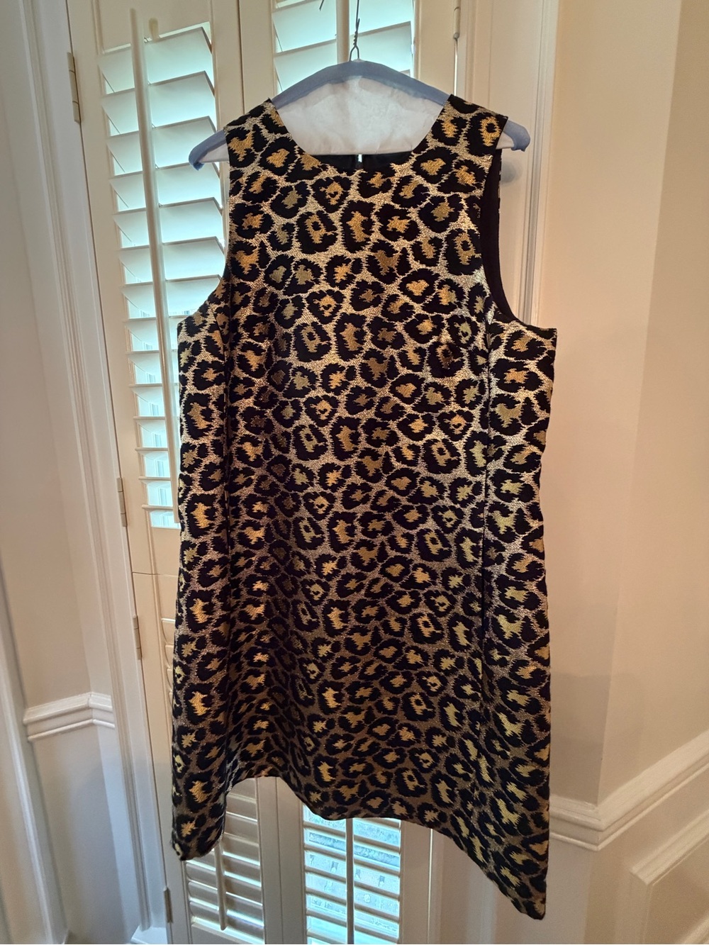 Boden Leopard-Print Mini Dress in Black and Gold
